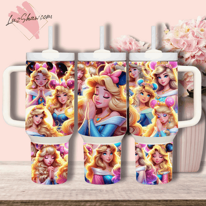 Praying Princess Design 40oz Stainless Steel Custom Sublimation Print Tumbler Double Wall Vacuum Insulated, Choose from 12 Princesses Designs