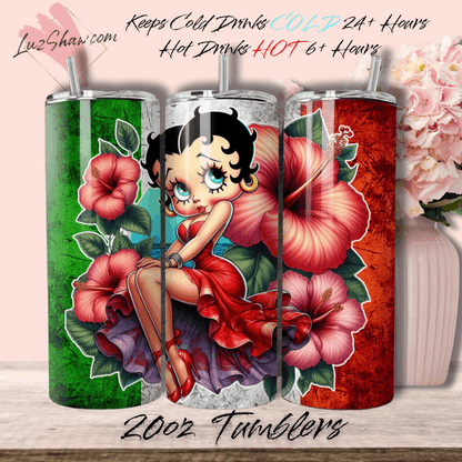 Mexico Betty Design 7 Options, 20oz Stainless Steel Custom Sublimation Print Double Wall Vacuum Insulated Tumbler