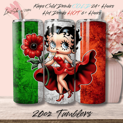 Mexico Betty Design 7 Options, 20oz Stainless Steel Custom Sublimation Print Double Wall Vacuum Insulated Tumbler