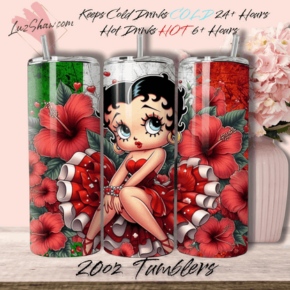 Mexico Betty Design 7 Options, 20oz Stainless Steel Custom Sublimation Print Double Wall Vacuum Insulated Tumbler