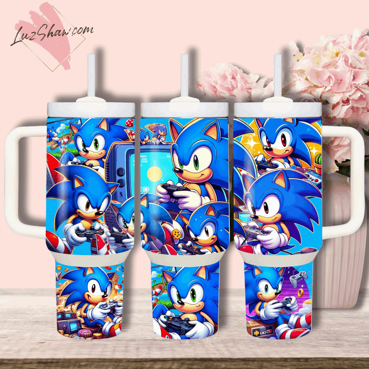 Gamer Animated Characters 40oz Stainless Steel Custom Sublimation Print Tumbler Double Wall Vacuum Insulated Gamer characters Design