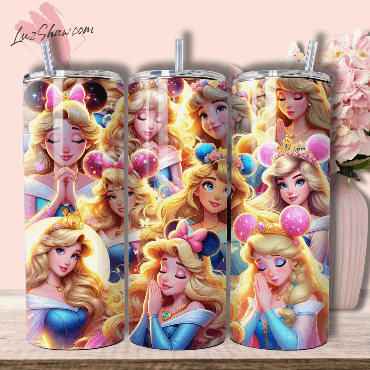 Praying Princess 20oz Stainless Steel Custom Sublimation Print Tumbler Double Wall Vacuum Insulated Choose from 11 Princesses
