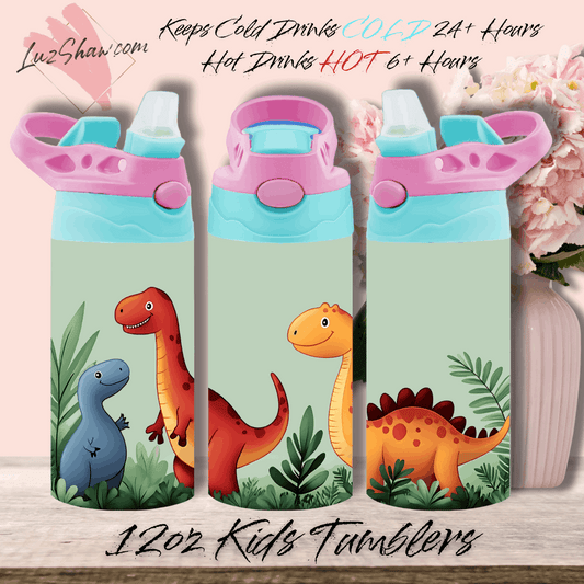 Dinosaurs 12oz Stainless Steel Custom Sublimation Print Double Wall Vacuum Insulated Tumbler