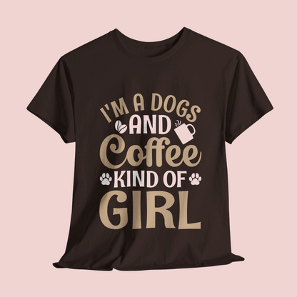 Dogs and Coffee Girl Unisex Heavy Cotton Tee