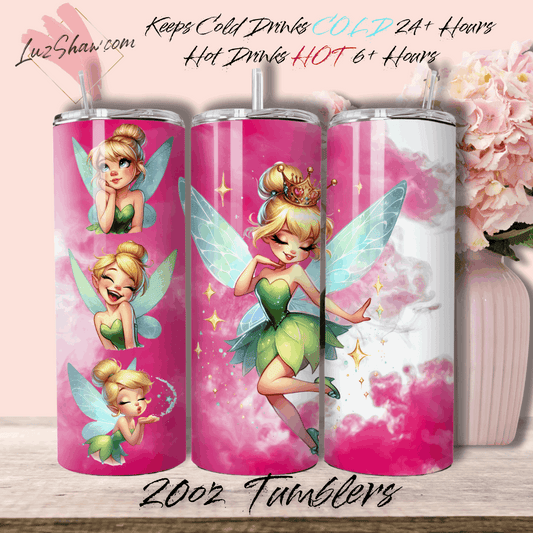 Fairies Designs, 6 Color Options 20oz Stainless Steel Custom Sublimation Print Double Wall Vacuum Insulated Tumbler