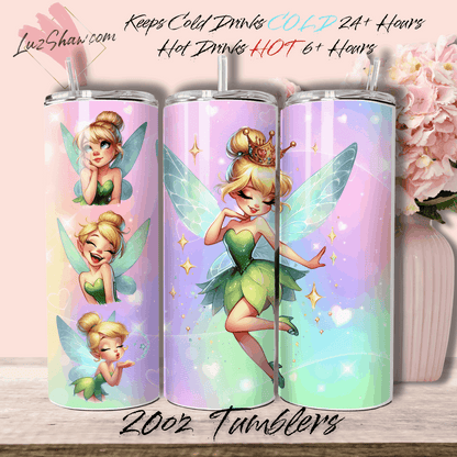 Fairies Designs, 6 Color Options 20oz Stainless Steel Custom Sublimation Print Double Wall Vacuum Insulated Tumbler