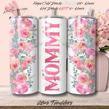 Mom or Grandma Custom Floral 10 Design Options 20oz Stainless Steel Custom Sublimation Print Double Wall Vacuum Insulated Tumbler