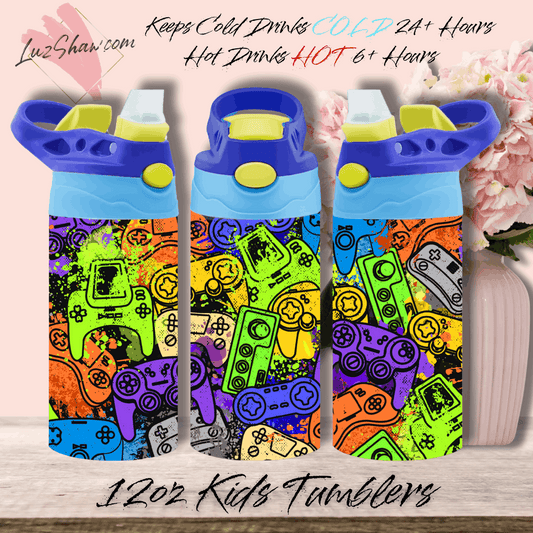 Gamer Controls Graffiti 12oz Stainless Steel Custom Sublimation Print Double Wall Vacuum Insulated Tumbler