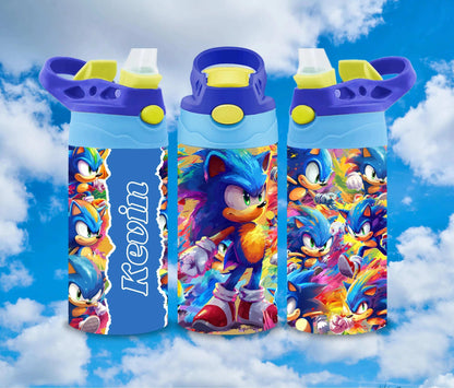 Personalized Blue Cartoon Character 12oz Stainless Steel Custom Sublimation Print Double Wall Vacuum Insulated Tumbler