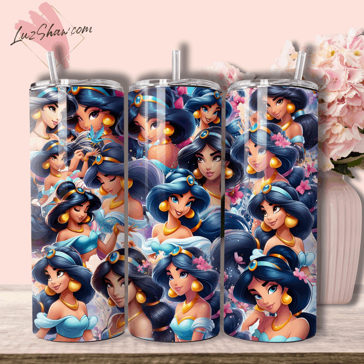 Persian Princess 20oz Stainless Steel Custom Sublimation Print Tumbler Double Wall Vacuum Insulated, choose from 3 Persian Princess Designs