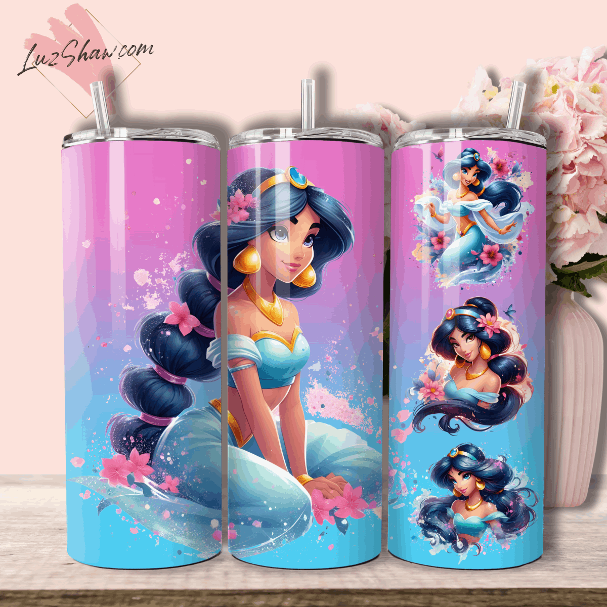 Persian Princess 20oz Stainless Steel Custom Sublimation Print Tumbler Double Wall Vacuum Insulated, choose from 3 Persian Princess Designs