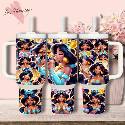 Praying Princess Design 40oz Stainless Steel Custom Sublimation Print Tumbler Double Wall Vacuum Insulated, Choose from 12 Princesses Designs