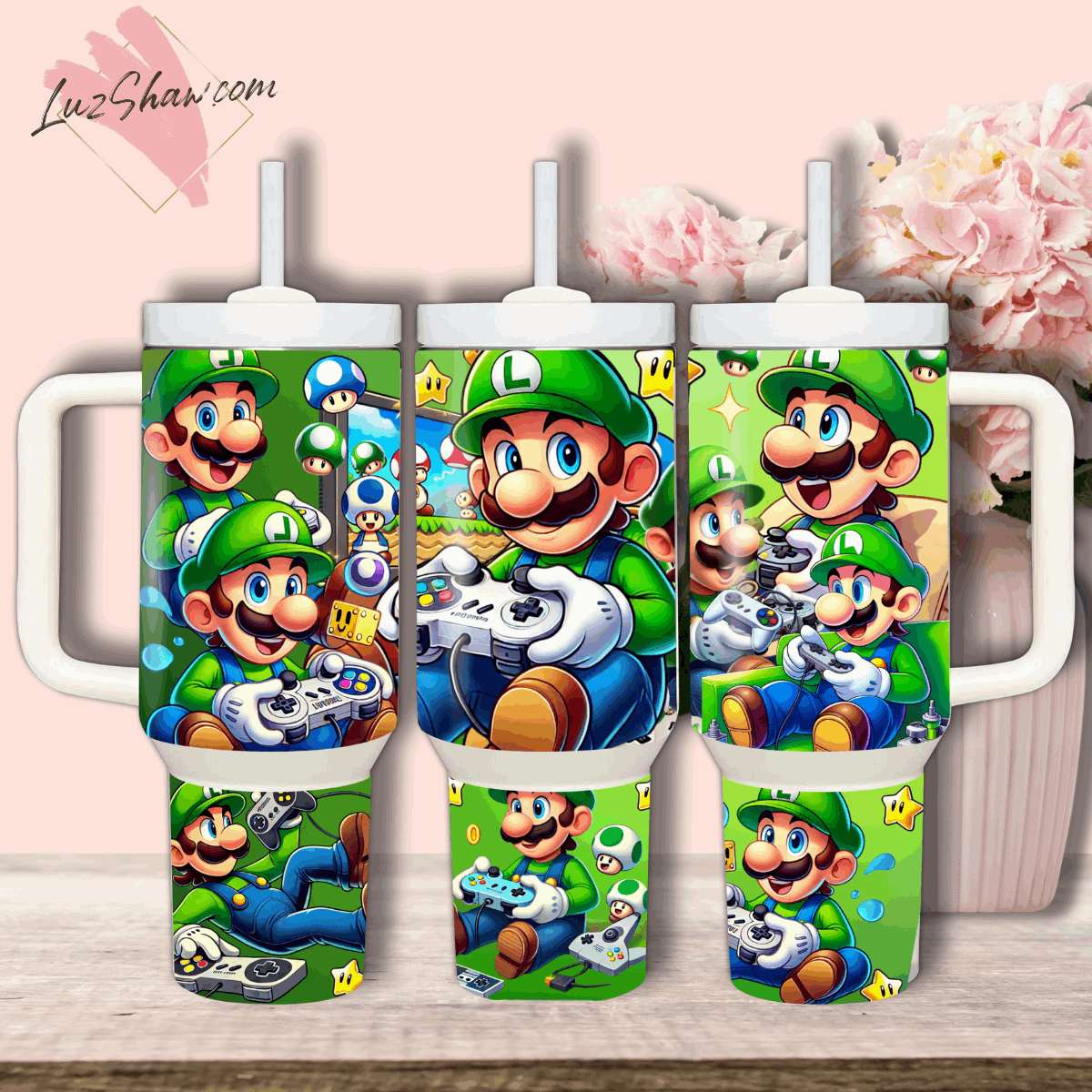 Gamer Animated Characters 40oz Stainless Steel Custom Sublimation Print Tumbler Double Wall Vacuum Insulated Gamer characters Design