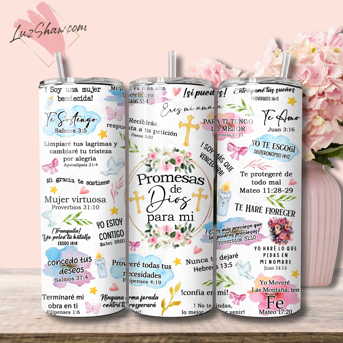 Spanish Bible verse 20oz insulated tumbler