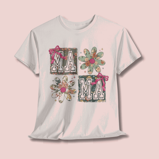 Floral Mama Tee - Unisex Heavy Cotton T-Shirt for Mother's Day & Everyday Wear