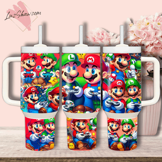 Gamer Animated Characters 40oz Stainless Steel Custom Sublimation Print Tumbler Double Wall Vacuum Insulated Gamer characters Design