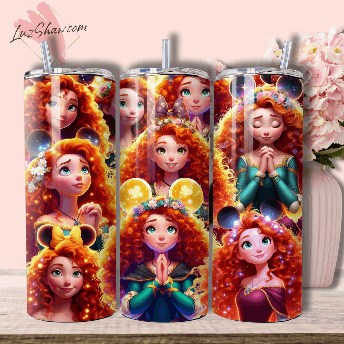 Praying Princess 20oz Stainless Steel Custom Sublimation Print Tumbler Double Wall Vacuum Insulated Choose from 11 Princesses