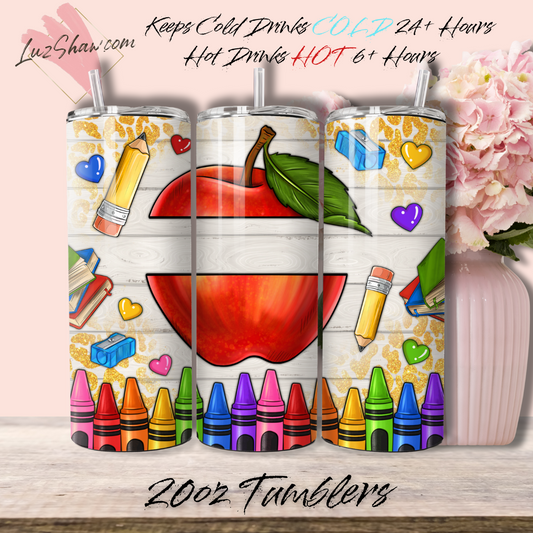 Personalized School or Teacher Design 20oz Stainless Steel Custom Sublimation Print Double Wall Vacuum Insulated Tumbler