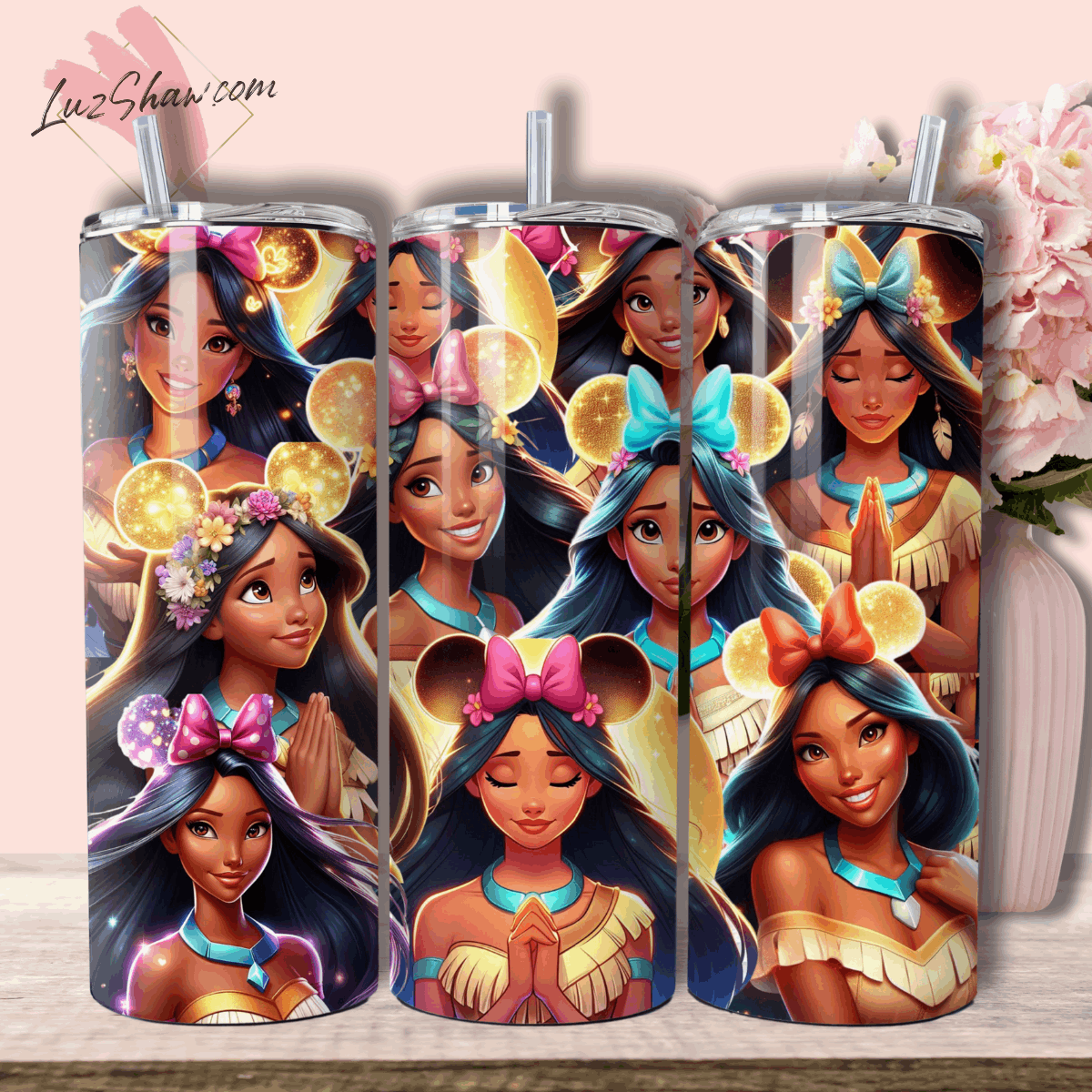 Praying Princess 20oz Stainless Steel Custom Sublimation Print Tumbler Double Wall Vacuum Insulated Choose from 11 Princesses