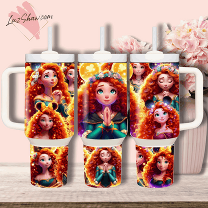 Praying Princess Design 40oz Stainless Steel Custom Sublimation Print Tumbler Double Wall Vacuum Insulated, Choose from 12 Princesses Designs