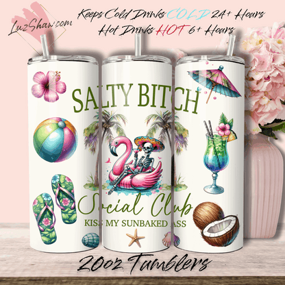 Salty Bitch Social Club 20oz Stainless Steel Custom Sublimation Print Double Wall Vacuum Insulated Tumbler