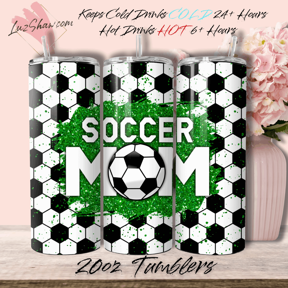 Soccer Mom 20oz Stainless Steel Custom Sublimation Print Double Wall Vacuum Insulated Tumbler