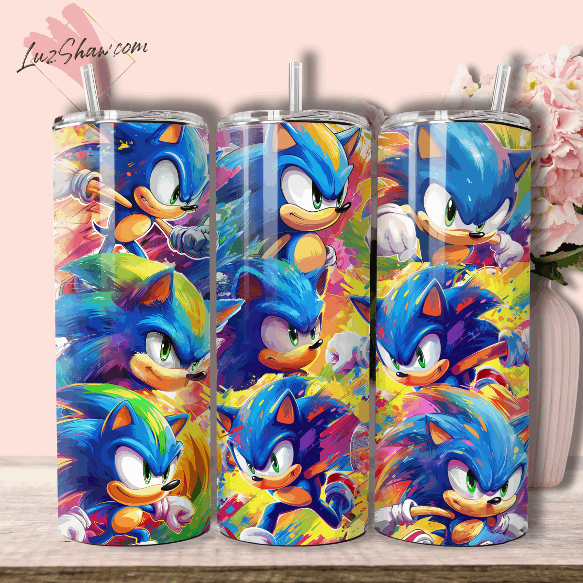 Animated Characters Watercolor Art in 3 Design Choices 20oz Stainless Steel Custom Sublimation Print Tumbler Double Wall Vacuum Insulated Watercolor Art Design