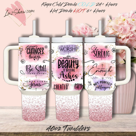 Spiritual Quotes Design 40oz Stainless Steel Custom Sublimation Print Double Wall Vacuum Insulated Tumbler