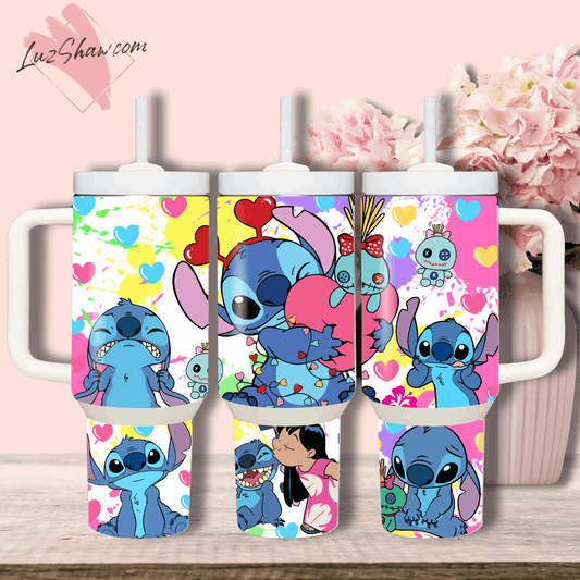 40oz Stainless Steel Custom Stitch Hearts Designs Sublimation Print Tumbler Double Wall Vacuum Insulated Choose from 2 color Designs
