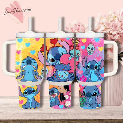 40oz Stainless Steel Custom Stitch Hearts Designs Sublimation Print Tumbler Double Wall Vacuum Insulated Choose from 2 color Designs