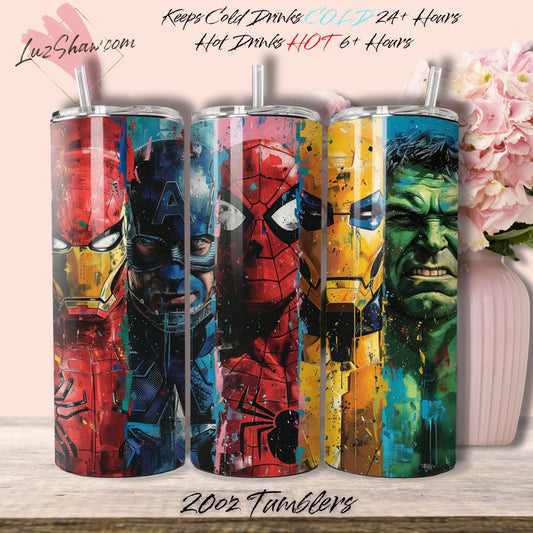 Superheroes Design 20oz Stainless Steel Custom Sublimation Print Double Wall Vacuum Insulated Tumbler