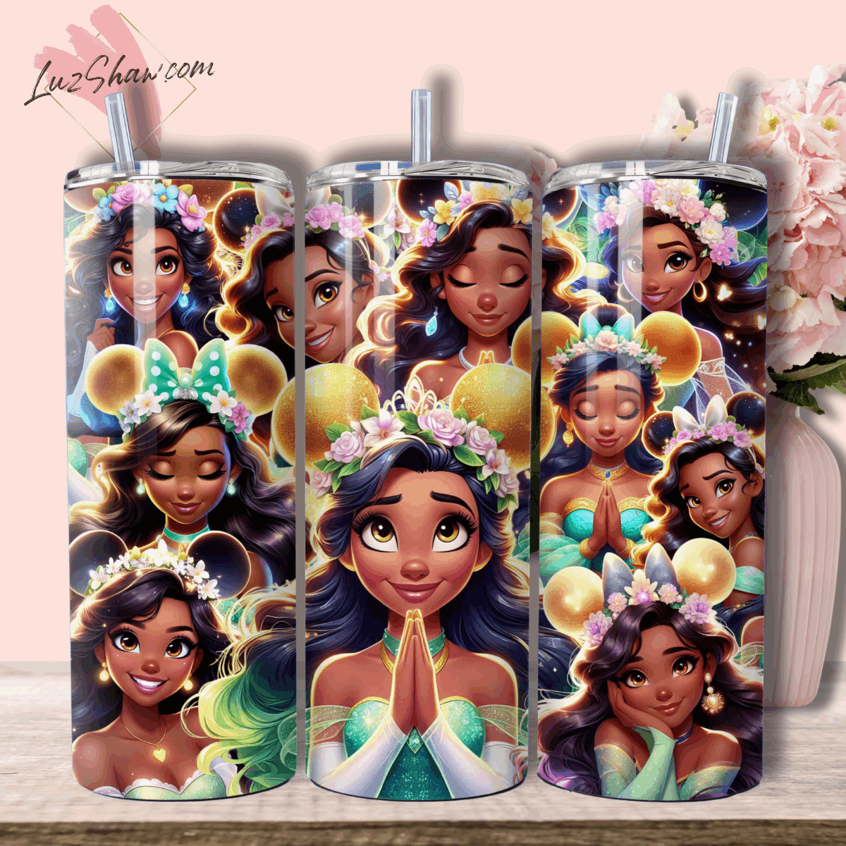 Praying Princess 20oz Stainless Steel Custom Sublimation Print Tumbler Double Wall Vacuum Insulated Choose from 11 Princesses