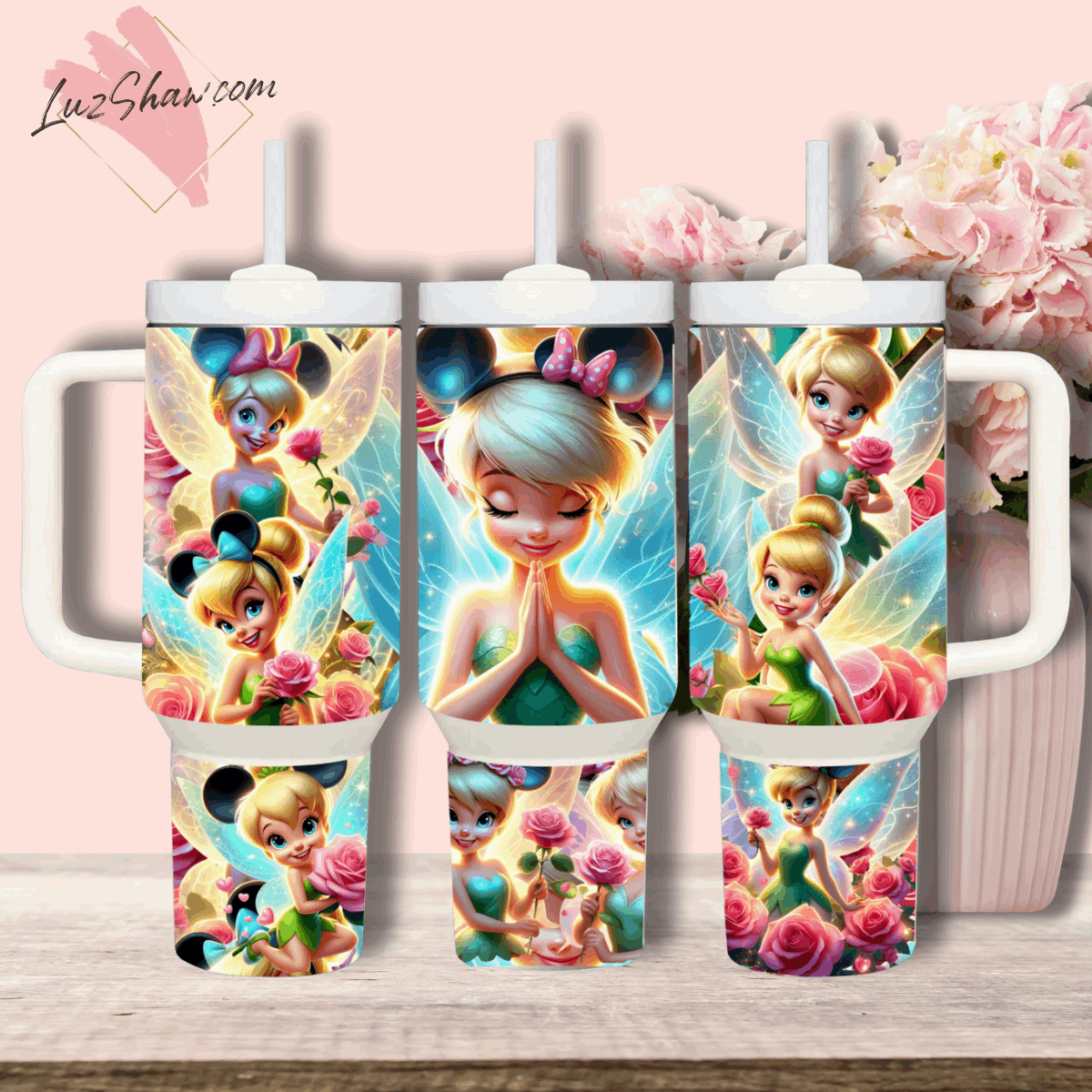 Praying Princess Design 40oz Stainless Steel Custom Sublimation Print Tumbler Double Wall Vacuum Insulated, Choose from 12 Princesses Designs