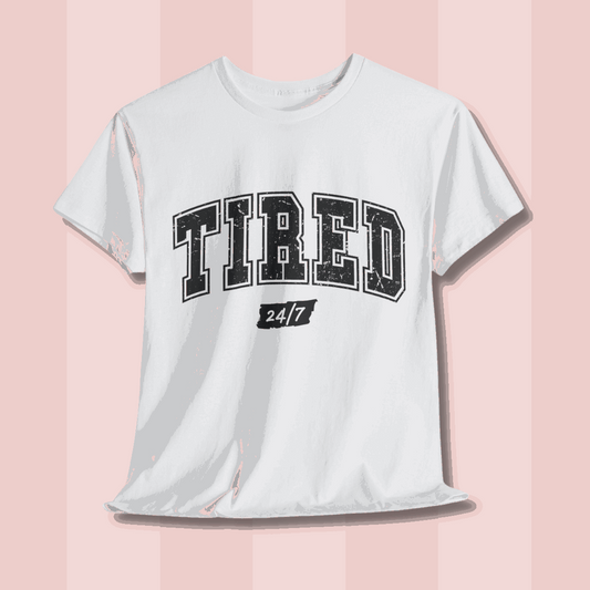Tired 24/7 Unisex Heavy Cotton Tee - Comfy Casual Wear for Everyday Life